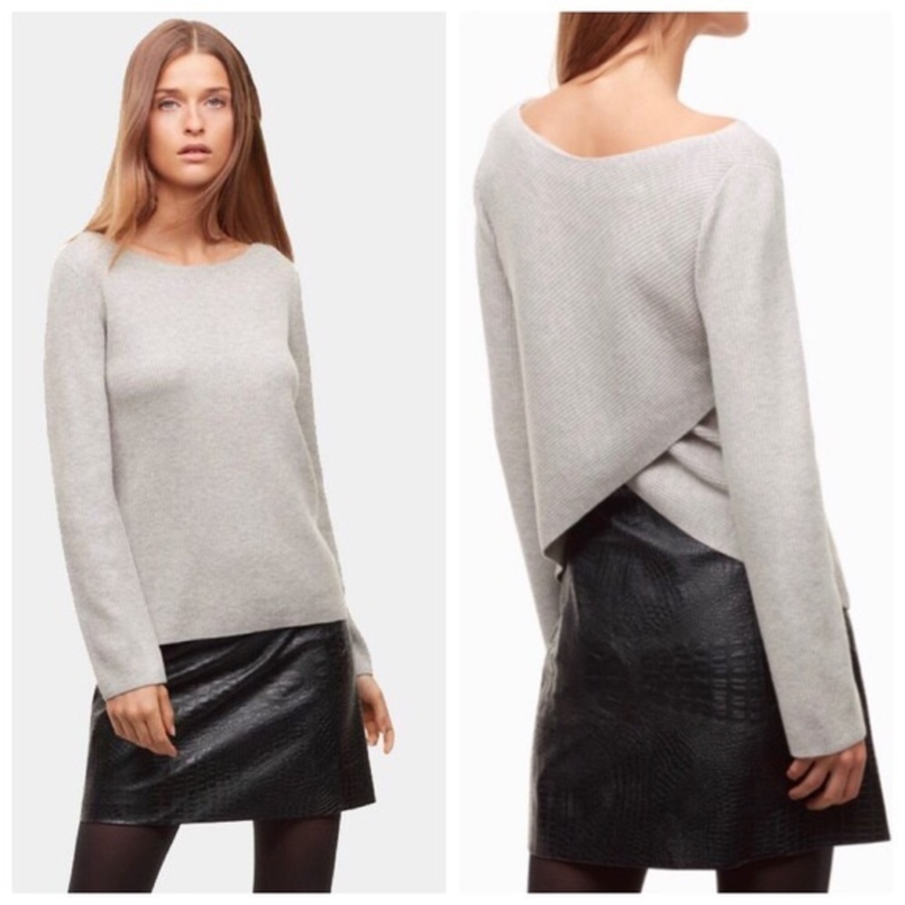 Aritzia Babaton Kitano Sweater wool-linen blend in Red
